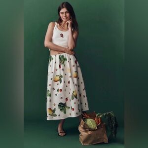 Anthropologie The Jacie Poplin Printed Midi Skirt by Maeve Sz Small